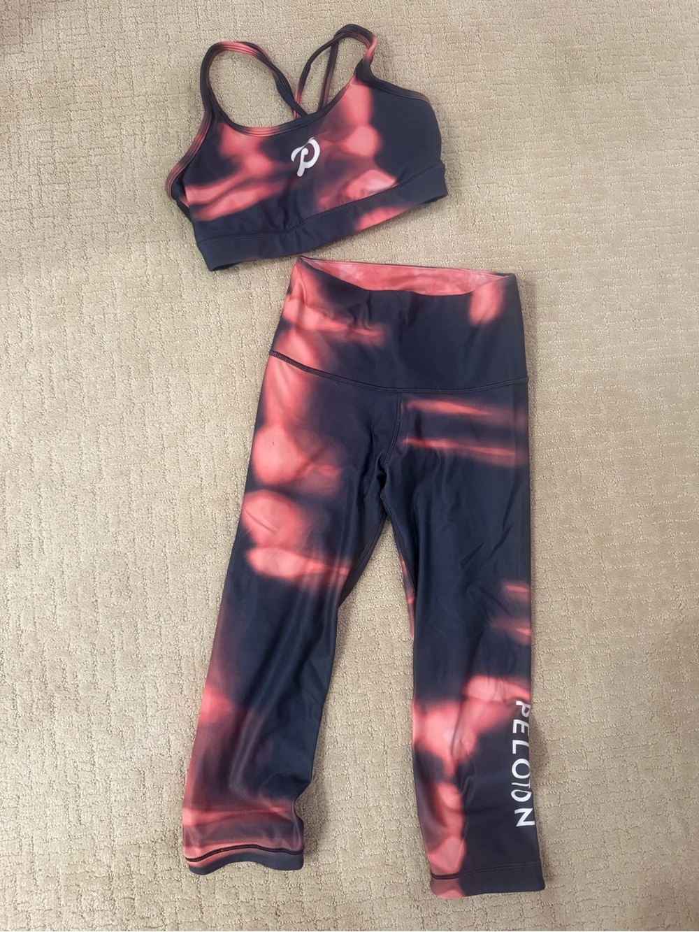 Peloton x WITH Black and Pink Tie-Dye Sports Bra & Leggings Set